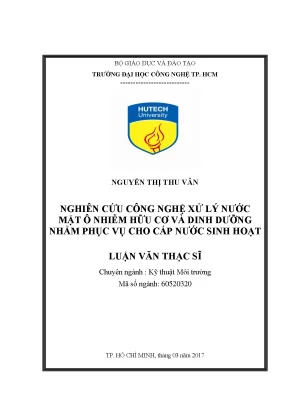 Nghiên cứu xử lý nước mặt ô nhiễm hữu cơ và dinh dưỡng