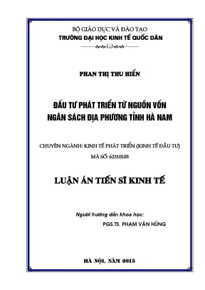 Đầu tư phát triển ngân sách địa phương tỉnh Hà Nam