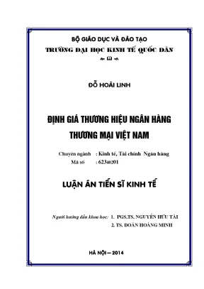 Luận án tiến sĩ tài chính ngân hàng định giá thương hiệu ngân hàng thương mại việt nam