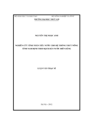 Tính toán tiêu nước thủy nông Nam Định: Kịch bản nước biển dâng
