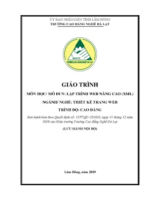 Giáo trình Lập trình Web nâng cao (XML) - Cao đẳng Nghề Đà Lạt