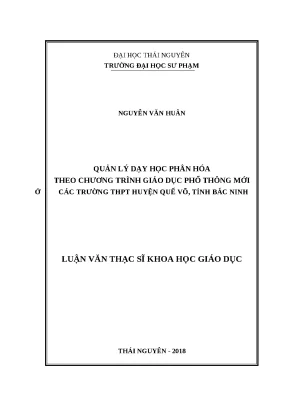 Quản lý dạy học phân hóa theo chương trình GDPT mới ở THPT huyện Quế Võ