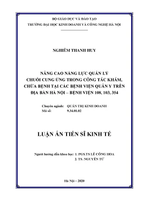 Nâng cao năng lực quản lý chuỗi cung ứng bệnh viện quân y tại Hà Nội