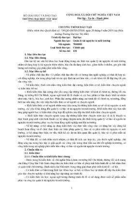 Chương trình Đào tạo Đại học Quản lý Tài nguyên & Môi trường
