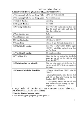 Chương trình Cao đẳng Giáo dục thể chất - Đại học An Giang