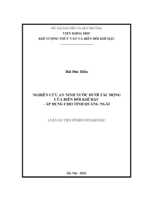 Nghiên cứu an ninh nước dưới tác động biến đổi khí hậu