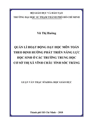 Quản lí hoạt động dạy học môn Toán theo định hướng phát triển năng lực