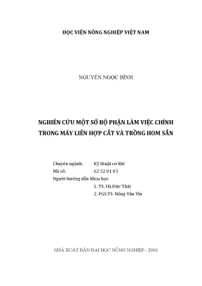 Nghiên cứu bộ phận làm việc máy liên hợp cắt trồng hom sắn