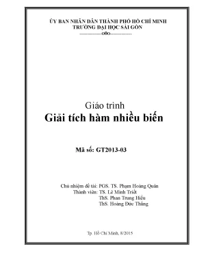 Giáo trình Giải tích hàm nhiều biến - Đại học Sài Gòn