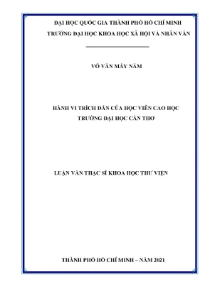 Hành vi trích dẫn của học viên cao học trường Đại học Cần Thơ