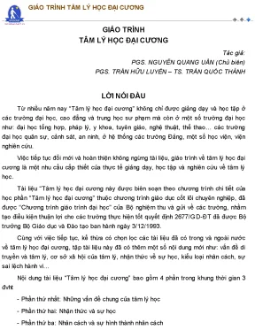 Giáo trình Tâm lý học đại cương - Cơ sở lý luận và thực hành