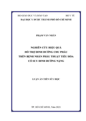 Hiệu quả hỗ trợ dinh dưỡng chu phẫu ở bệnh nhân tiêu hóa suy dinh dưỡng nặng