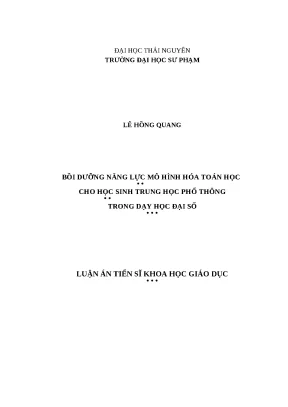 Bồi dưỡng năng lực mô hình hóa toán học THPT dạy Đại số