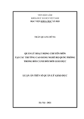 Quản lý hoạt động chuyên môn trường cao đẳng nghề Bộ Quốc phòng