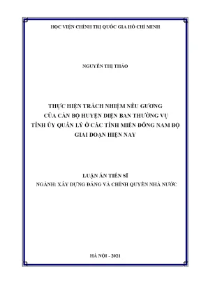 Luận án tiến sĩ trách nhiệm nêu gương cán bộ huyện diện BTVTU miền Đông Nam Bộ
