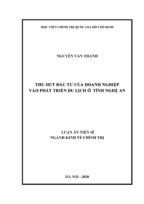 Luận án tiến sĩ thu hút đầu tư của doanh nghiệp vào phát triển du lịch ở tỉnh nghệ an