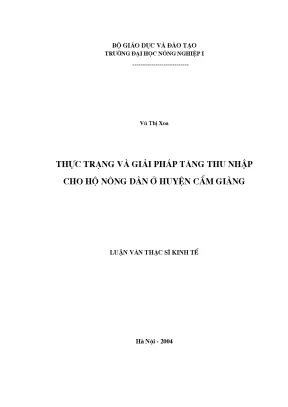 Thực trạng và giải pháp tăng thu nhập cho hộ nông dân huyện Cẩm Giàng
