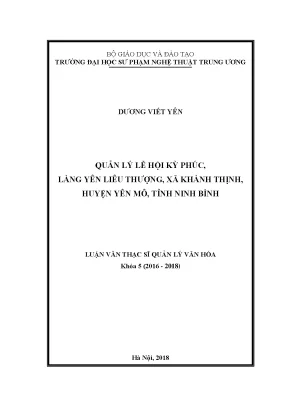 Quản lý lễ hội Kỳ Phúc làng Yên Liêu Thượng huyện Yên Mô Ninh Bình
