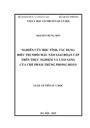 Nghiên cứu độc tính, tác dụng điều trị nhồi máu não cấp của Trúng phong hoàn