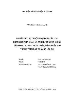 Nghiên cứu sự di động đạm của phân viên nhả chậm trên ngô đất đỏ vàng