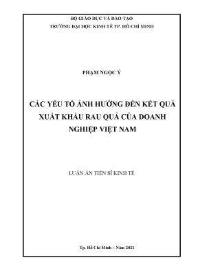 Yếu tố ảnh hưởng kết quả xuất khẩu rau quả doanh nghiệp Việt Nam