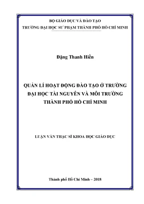 Quản lý hoạt động đào tạo trình độ đại học tại trường ĐH Tài nguyên Môi trường TPHCM