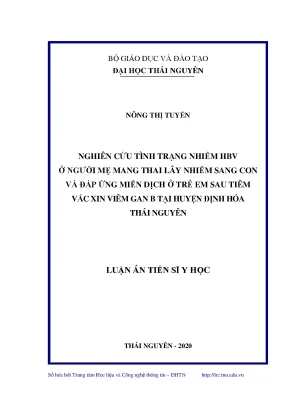 Nghiên cứu nhiễm HBV ở mẹ mang thai lây sang con