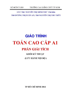 Giáo trình Toán cao cấp A1 - Giải tích khối kỹ thuật CĐ CNTT TPHCM