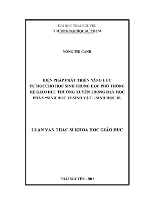 Phát triển năng lực tự học sinh học vi sinh vật cho học sinh GDTX