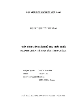 Luận văn tốt nghiệp phân tích chính sách hỗ trợ phát triển doanh nghiệp trên địa bàn tỉnh nghệ an
