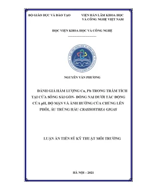 Đánh giá hàm lượng Cu, Pb trong trầm tích cửa sông Sài Gòn-Đồng Nai
