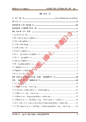 Yếu tố ảnh hưởng đến lòng trung thành nhân viên tại CTCP Nhang Thái Hưng