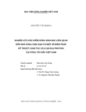 Nghiên cứu đặc điểm nông sinh học lúa cạn chịu hạn vùng Tây Bắc