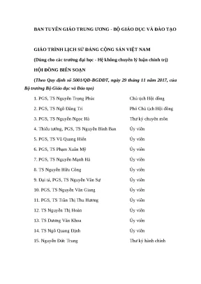 Giáo trình Lịch sử Đảng CSVN (Hệ không chuyên) - 2018