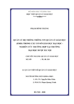 Quản lý hệ thống EMIS trong giáo dục đại học: Nghiên cứu trường hợp Đại học Dược Hà Nội