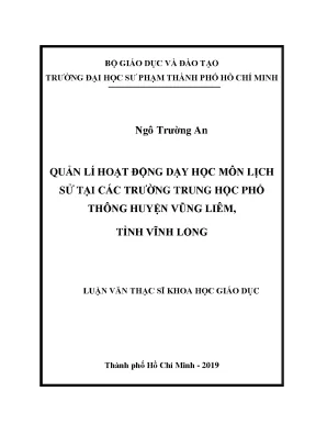 Quản lý hoạt động dạy học môn Lịch sử tại THPT huyện Vũng Liêm