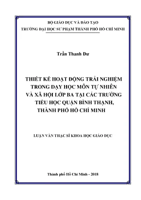 Thiết kế hoạt động trải nghiệm môn Tự nhiên & Xã hội lớp 3