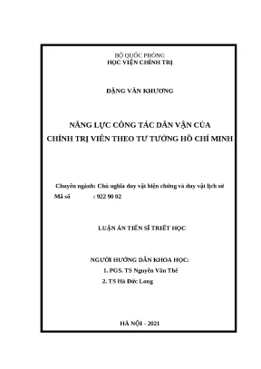 Năng lực công tác dân vận của chính trị viên theo tư tưởng Hồ Chí Minh