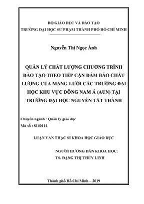 Quản lý chất lượng đào tạo theo tiêu chuẩn AUN tại ĐH Nguyễn Tất Thành