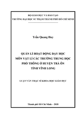 Quản lí hoạt động dạy học môn Vật lí THPT huyện Trà Ôn tỉnh Vĩnh Long