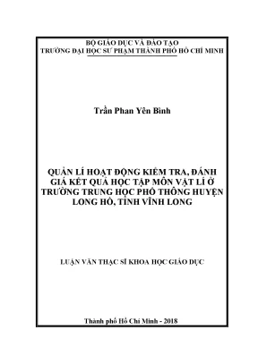 Quản lý kiểm tra, đánh giá môn Vật lý THPT huyện Long Hồ