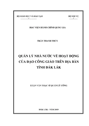 Quản lý nhà nước về hoạt động đạo Công giáo tỉnh Đắk Lắk