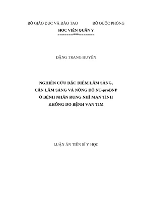 Nghiên cứu đặc điểm lâm sàng, cận lâm sàng NT-proBNP ở rung nhĩ mạn tính