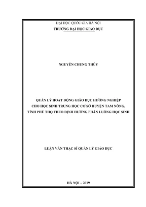Luận văn thạc sĩ khoa học giáo dục quản lý hoạt động giáo dục hướng nghiệp cho học sinh trung học cơ sở huyện tam nông tỉnh phú thọ theo định hướng phân luồng học sinh