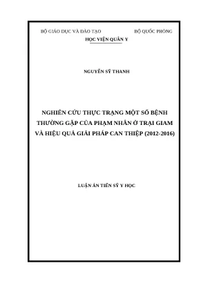 Luận án tiến sĩ: Thực trạng bệnh thường gặp ở phạm nhân và hiệu quả can thiệp