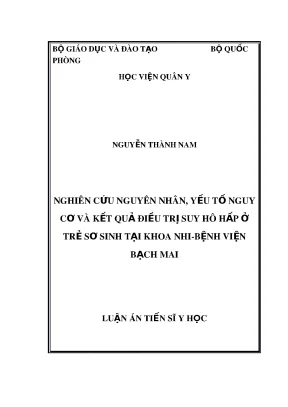 Luận án tiến sĩ y học nghiên cứu nguyên nhân yếu tố nguy cơ và kết quả điều trị suy hô hấp ở trẻ sơ sinh tại khoa nhi bệnh viện bạch mai