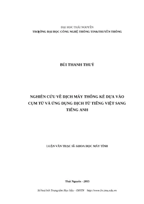 Nghiên cứu dịch máy thống kê dựa vào cụm từ Việt-Anh