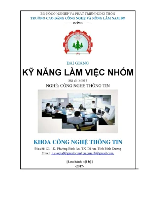 Giáo trình kỹ năng làm việc nhóm ngành CNTT - CĐ Công nghệ Nông Lâm Nam Bộ
