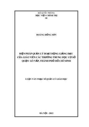 Biện pháp quản lý hoạt động giảng dạy giáo viên THCS quận Gò Vấp