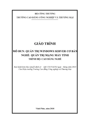 Giáo trình quản trị windows server cơ bản nghề quản trị mạng máy tính cđ công nghiệp và thương mại